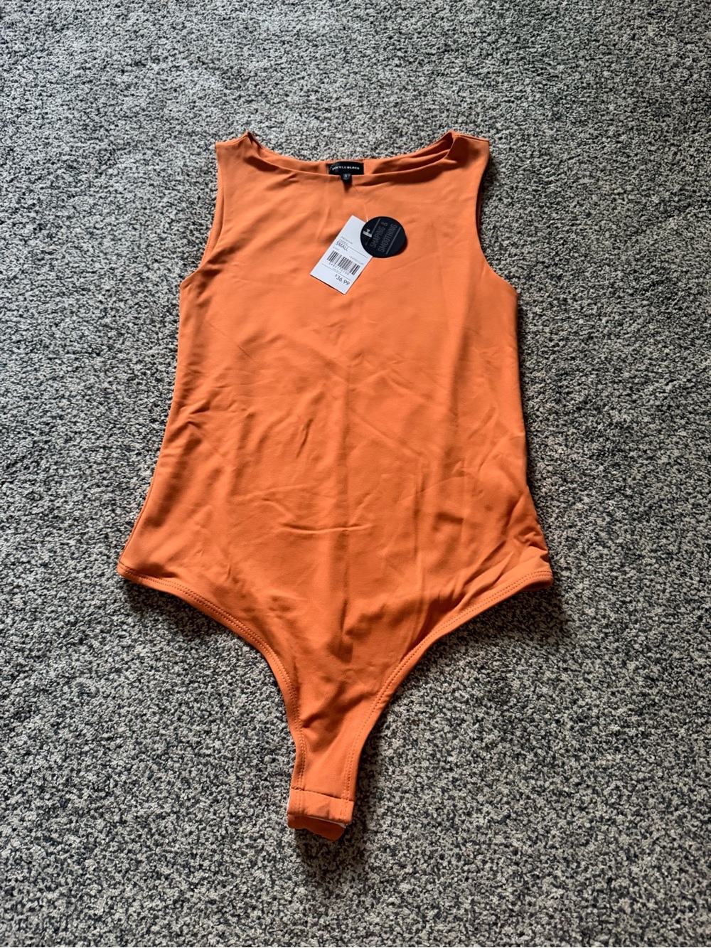 Buckle Black Sleeveless Orange Bodysuit Size Small